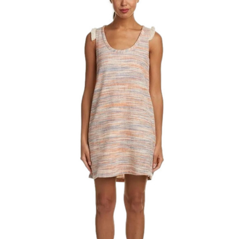 Lilla P Cotton Woven Slub Shift Designer Dress M NWOT